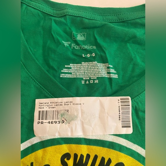 NWT Fanatics MLB Oakland Athletics Swinging A's Baseball TShirt Green Size Large - Picture 3 of 6